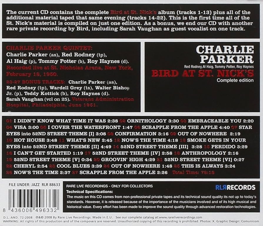 Charlie Parker「Bird at St.Nick's」 81A2YESHydL._UF894,1000_QL80_.jpg